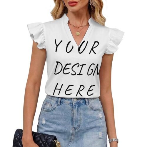 personalized design premium women’s collared short sleeve button up shirt with pocket (复制)
